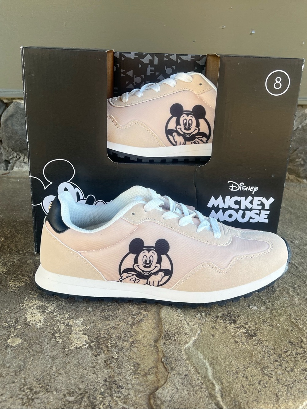 NEW! Disney Ladies Mickey Mouse Sneakers in Blush and White